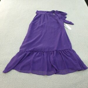 Eliza J Halter Neck Dress Womens 14 Purple Tiered Ruffle Hem Tie Shoulder NWT